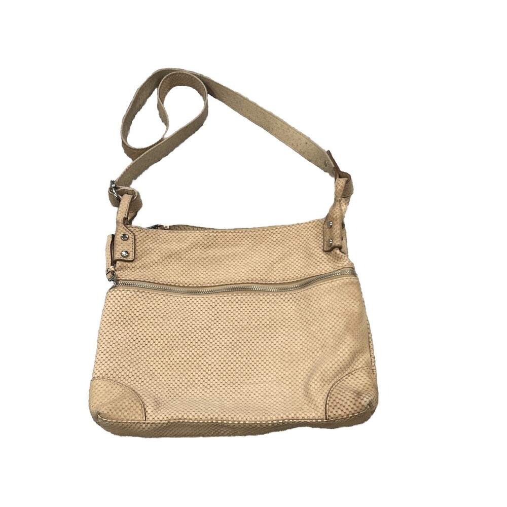 Fossil Brown Leather Crossbody Cowhide Purse Tan Brown Zipper Closure
